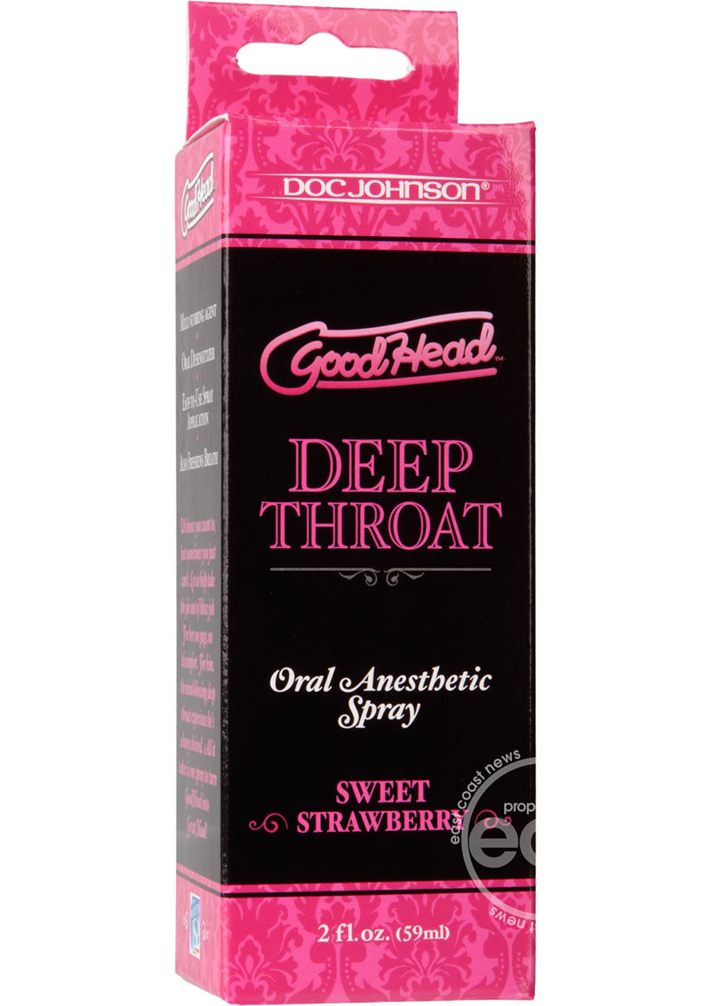 GoodHead Deep Throat Oral Anesthetic Spray Sweet Strawberry 2oz