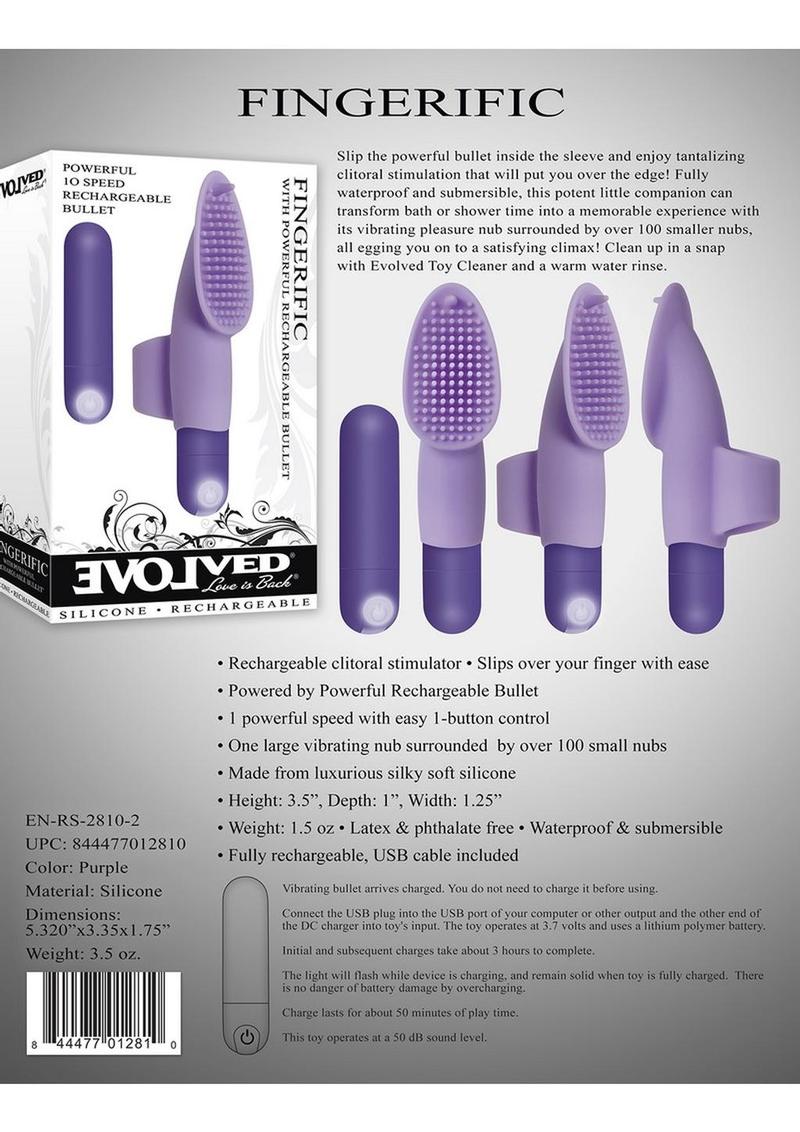 Fingerific Rechargeable Silicone Finger Vibrator - Purple