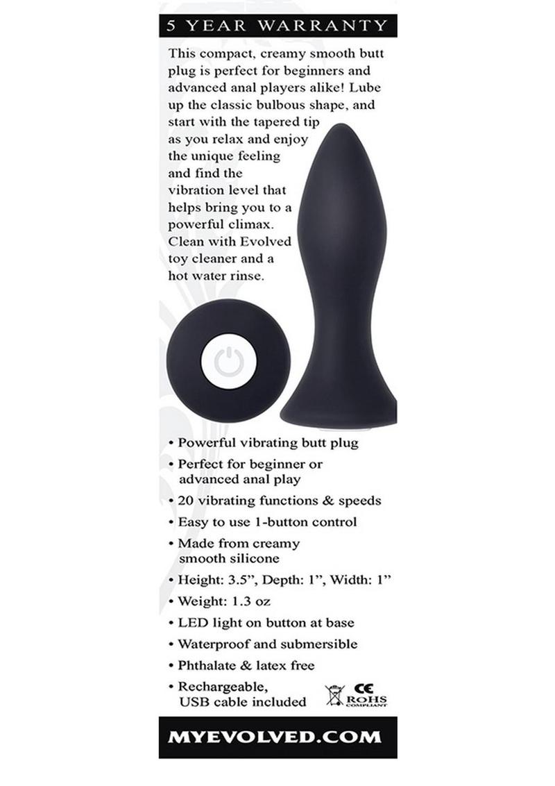 Mighty Mini Rechargeable Silicone Anal Plug - Black