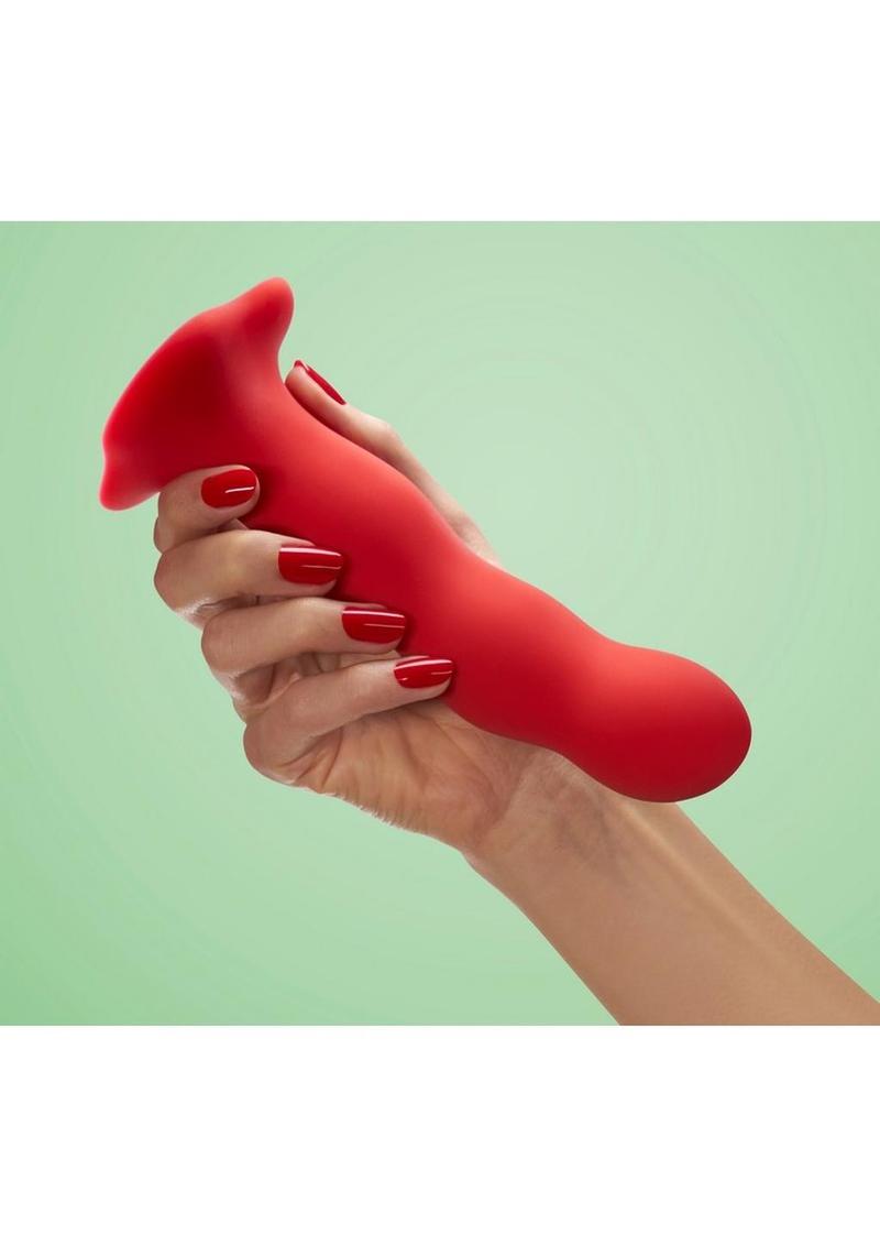 Bouncer Silicone Rumbling Dildo with Weighted Balls - Red