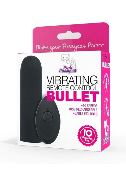 Pink Pussycat Rechargeable Bullet with Remote Control - Black