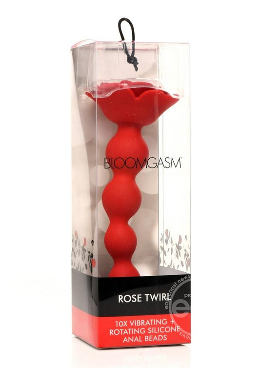 Bloomgasm Rose Twirl Rechargeable Silicone Rotating Anal Beads - Red