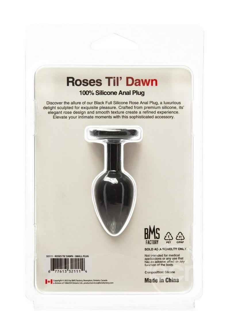 Roses Til Dawn Silicone Butt Plug - Small - Black