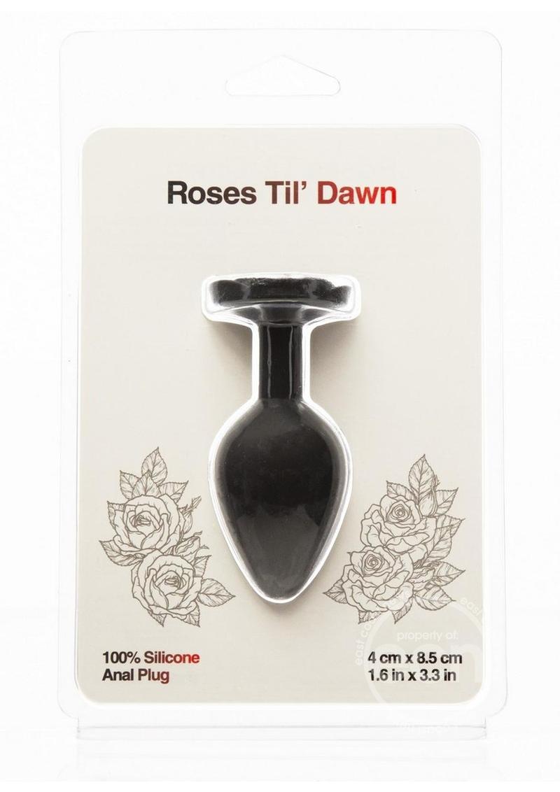 Roses Til Dawn Silicone Butt Plug - Medium - Black