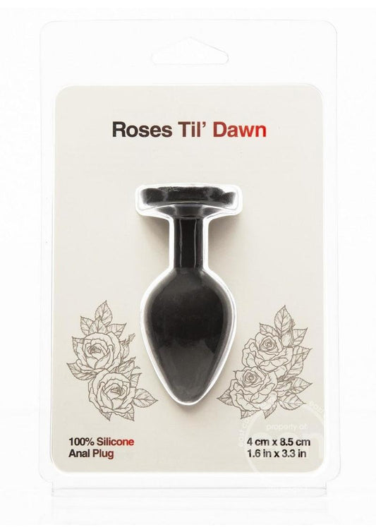 Roses Til Dawn Silicone Butt Plug - Medium - Black