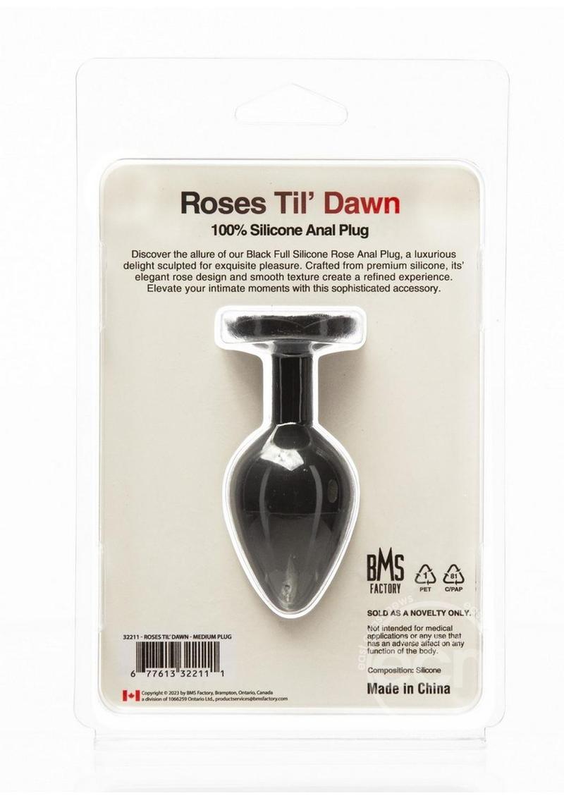 Roses Til Dawn Silicone Butt Plug - Medium - Black