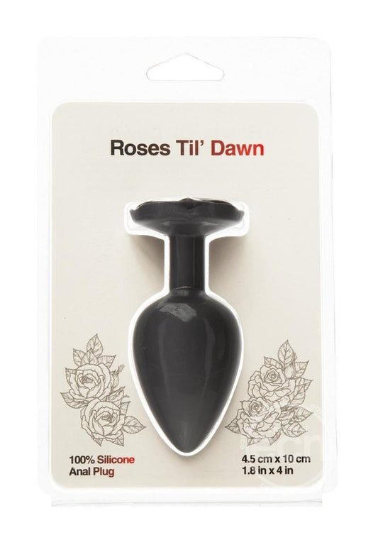 Roses Til Dawn Silicone Butt Plug - Large - Black