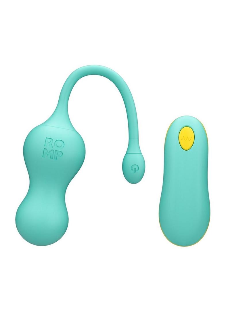 Romp Cello Rechargeable Silicone Vibrating Egg with Remote Control - Teal