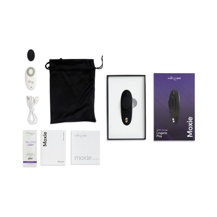 We-Vibe Moxie+ Wearable Rechargeable Silicone Panty Vibe Clitoral Stimulator with Remote Control - Black